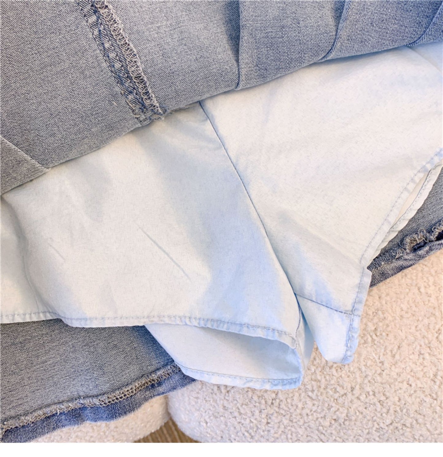 【Bottoms】人気ベルト付きデニムスカート W14053