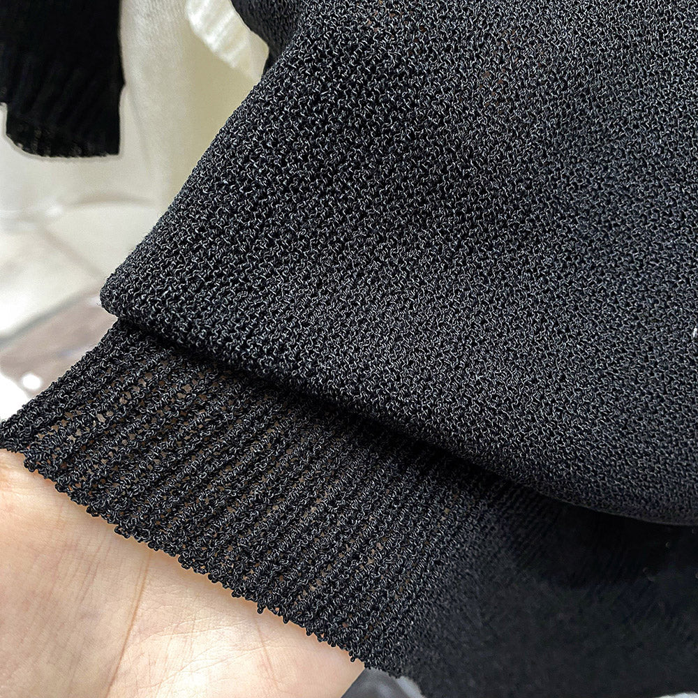 【Tops】配色ニットTシャツ W12342