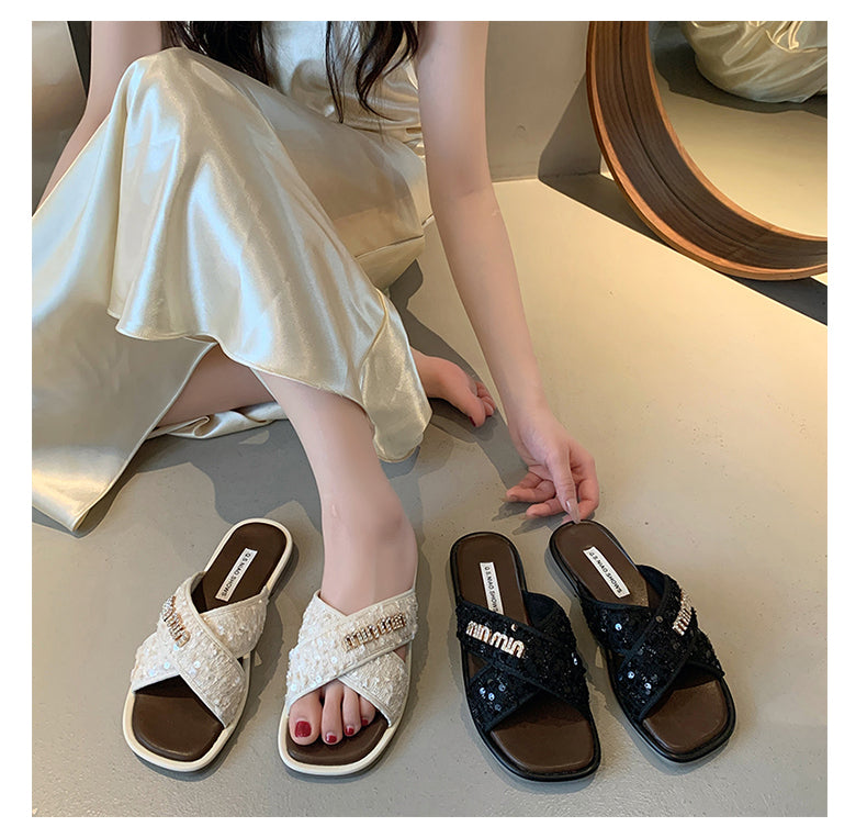 【Shoes】スパンコールスリッパ W12373