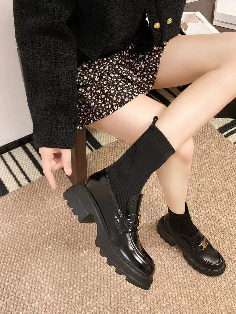 【Shoes】切り替えデザインフラットシューズ W14200