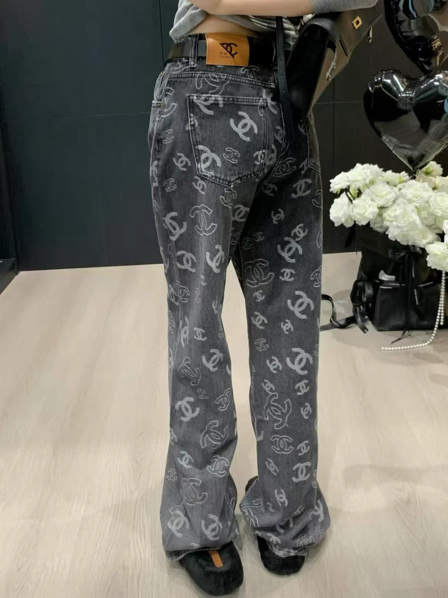 【Bottoms】プリントデニムパンツ W14232