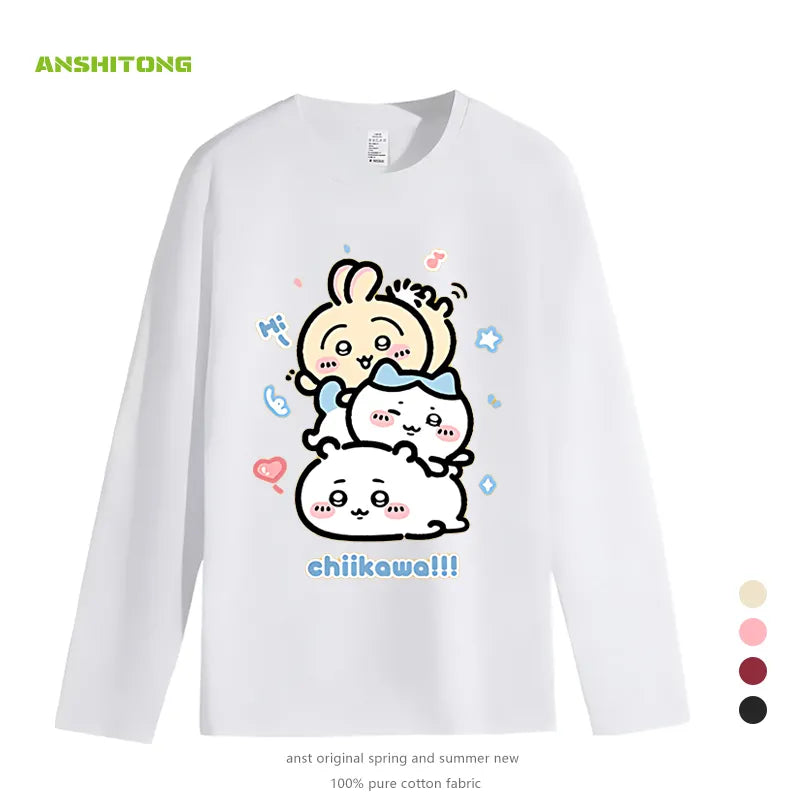 【Tops】全9色キャラクター春秋長袖Tシャツ W13945