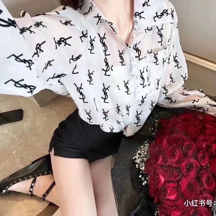 【Tops】レターロゴ シフォンシャツ T01530