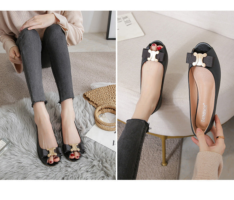 【Shoes】オープントゥフラットシューズ W13353
