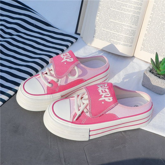 【Shoes】厚底スリッポンキャンバスシューズ T01589
