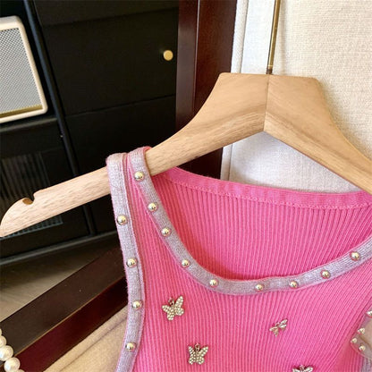 【Tops】ダイヤモンド蝶々タンクトップ T01423