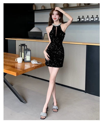 【Dress】キラキラホルターネックドレス T01451