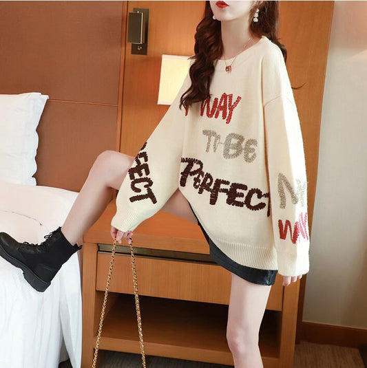 【tops】キャンパススウィートラウンドネックセーターゆったり2色