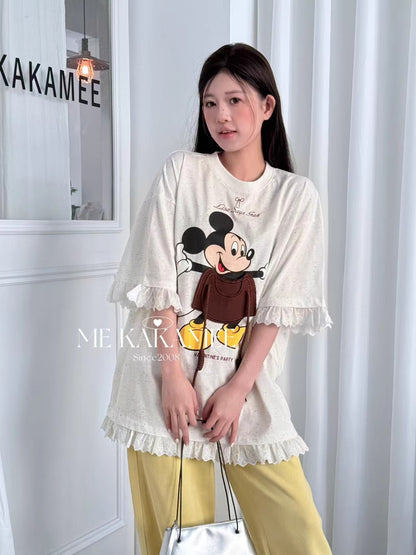 【Tops】キャラクターレースTシャツ T01354