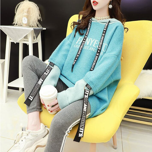 【tops】ファッションend清新！切り替えセーターゆったり2色