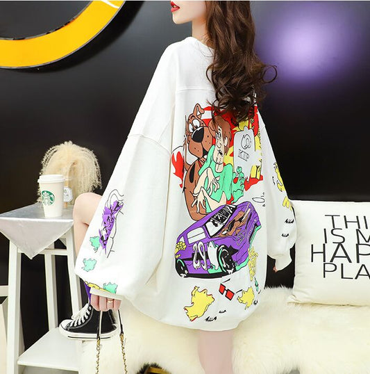 【tops】カートゥーンカジュアルパーカーゆったり3色着心地よい