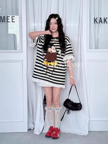 【Tops】キャラクターレースTシャツ T01354