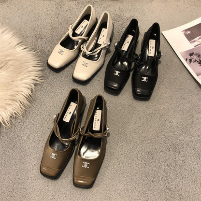 【Shoes】3色展開～チャンキーヒールパンプス T0843