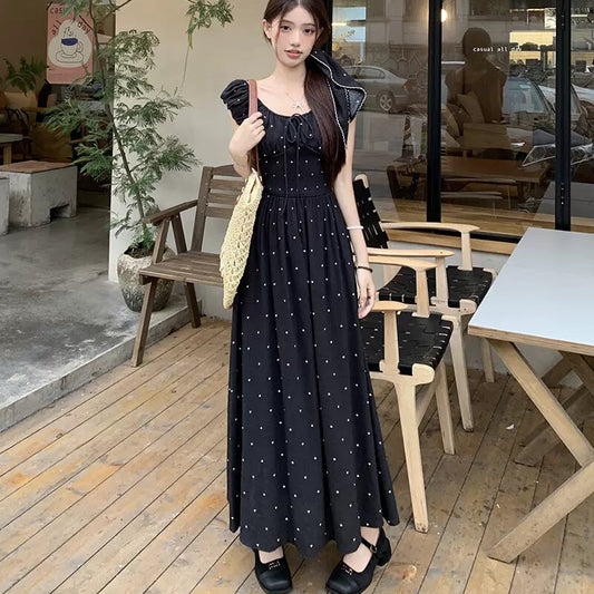 【Dress】ポルカドットプリーツドレス T0656