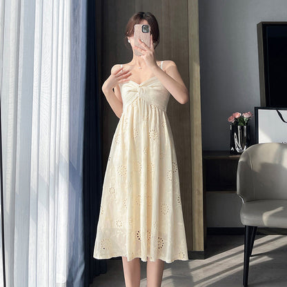 【Dress】フックフラワーVネックワンピース T0615