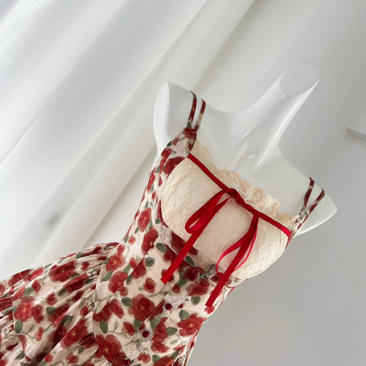 【Dress】花柄ダブルショルダーストラップワンピース T0601