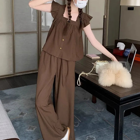 【Set】カジュアルトップス+パンツ２点セット T0620