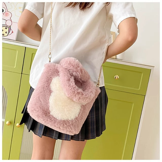 【雑貨】可愛い2WAYラムウールバッグ T01120