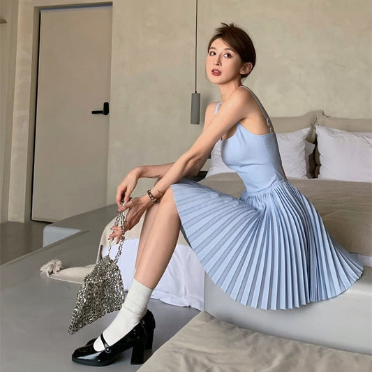 【Dress】サスペンダープリーツドレス T0675