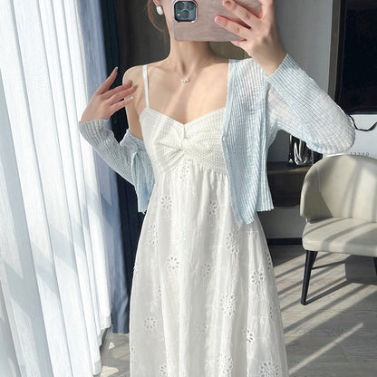 【Dress】フックフラワーVネックワンピース T0615