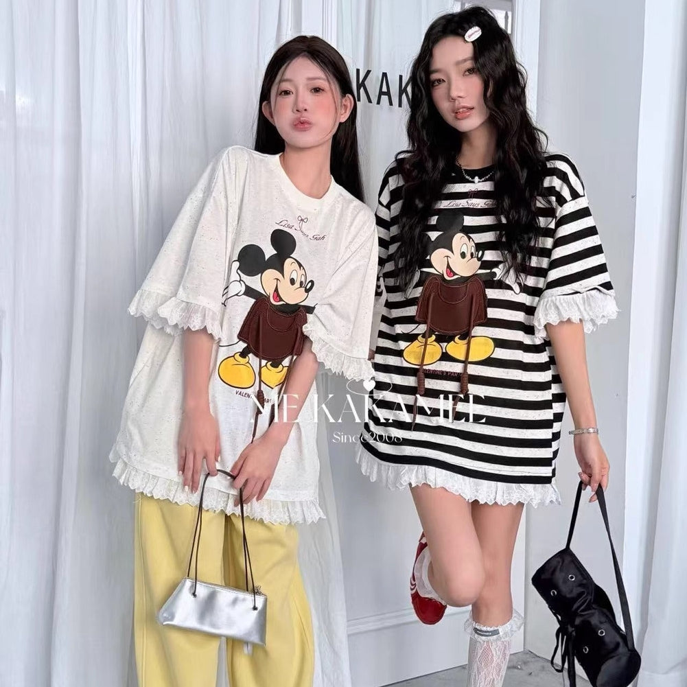 【Tops】キャラクターレースTシャツ T01354