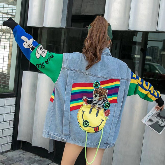 【outer】ビーズ切り替えデニムアウターG19760