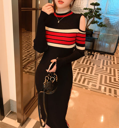 【Dress】透かし彫りニットワンピース　Ｗ13921