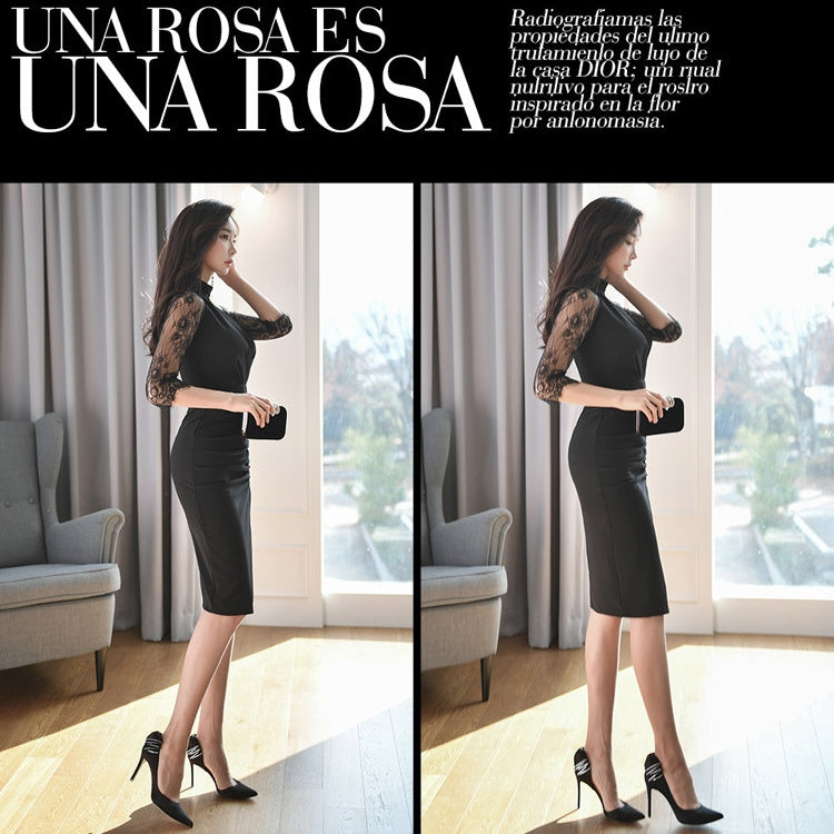 【Dress】レース切り替えワンピース T01236