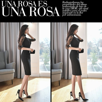 【Dress】レース切り替えワンピース T01236