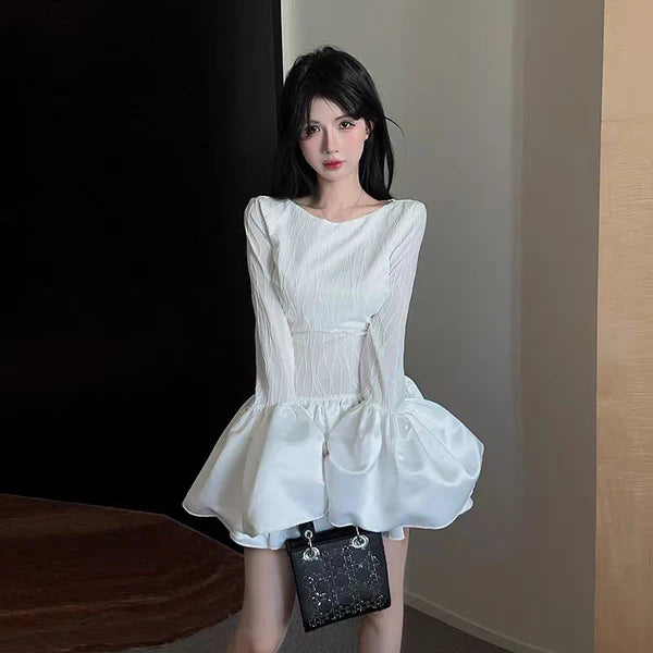 【Dress】秋冬体型カバーフリルワンピース    W14527