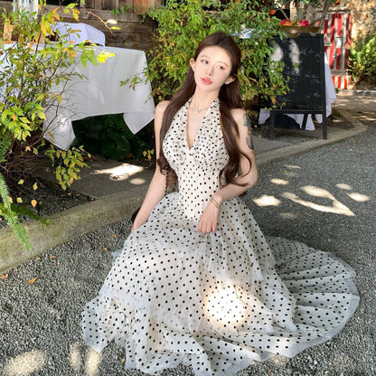 【Dress】ホルターネックドット柄ワンピース　M29722
