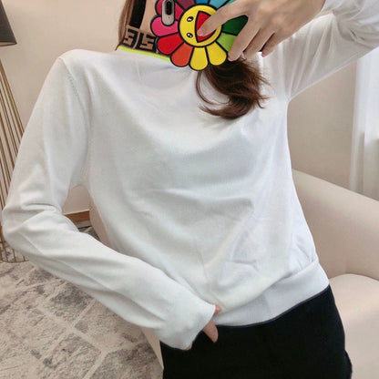 【Tops】2色展開配色ニット　Ｗ14692