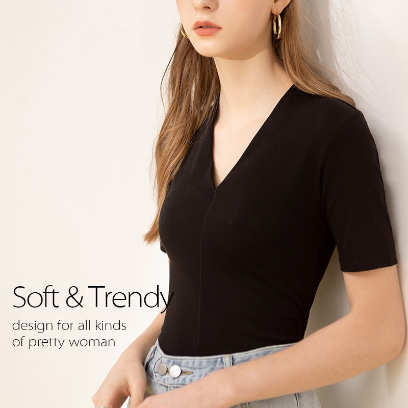 【Tops】Vネック無地Tシャツ T01659