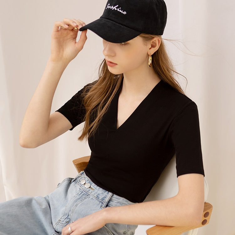 【Tops】Vネック無地Tシャツ T01659