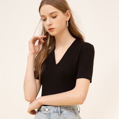 【Tops】Vネック無地Tシャツ T01659
