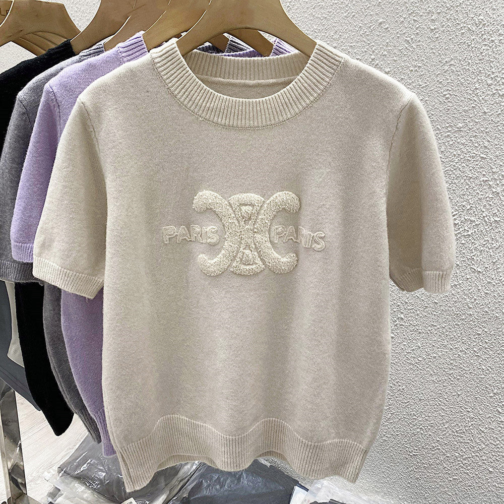 【Tops】半袖ニット　Ｗ13186