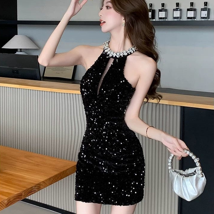 【Dress】キラキラホルターネックドレス T01451