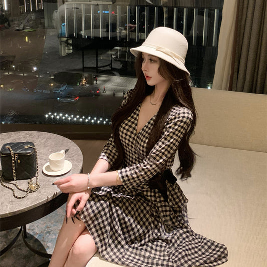【Dress】チェック柄デートワンピース 　W14670