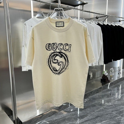 【Tops】プリントラウンドネックルーズレターTシャツ T01525