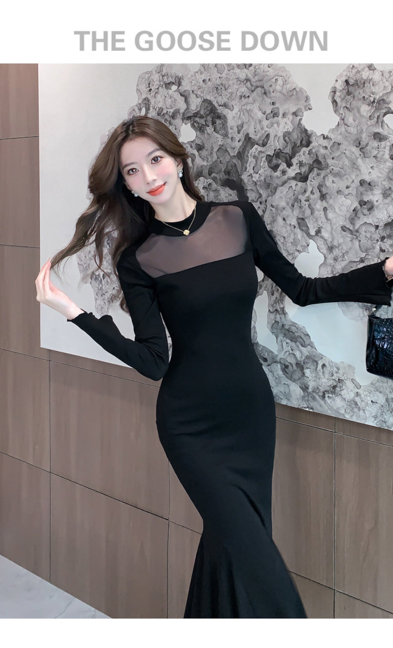 【Dress】マーメイドチュールドッキングワンピース    W14204