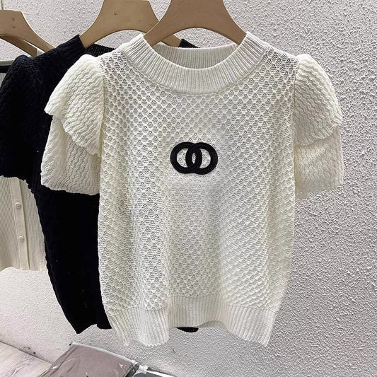 【tops】半袖ニットトップス　M21874