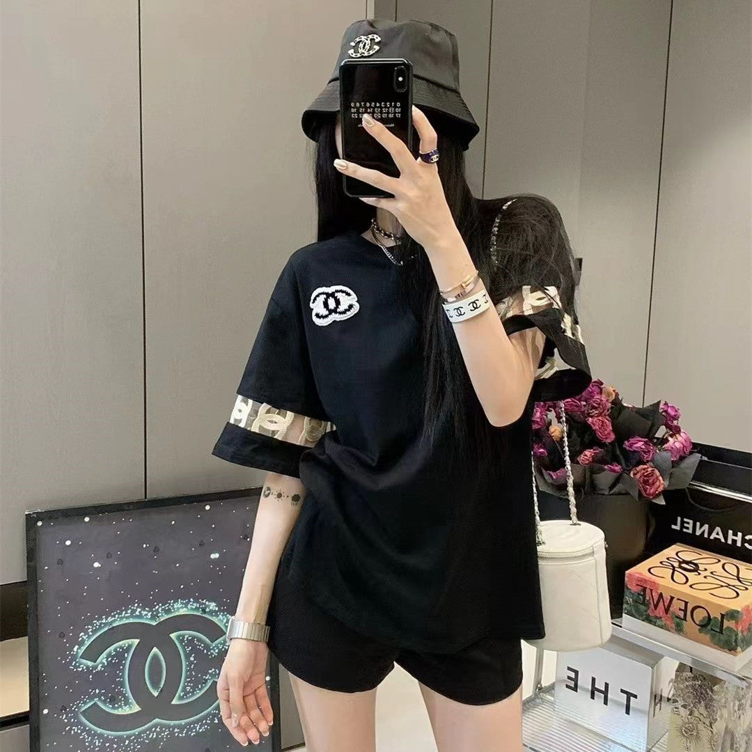 【Tops】切り替えデザインTシャツ　Ｗ12087