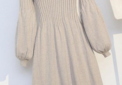 【Dress】ランタンスリーブニットワンピース　Ｗ9490