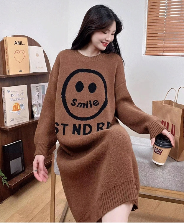 【Dress】新入荷～ニコちゃニットワンピース　Ｗ9756