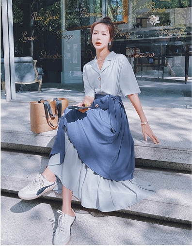 【Dress】切り替えデザインシャツワンピース　W10848