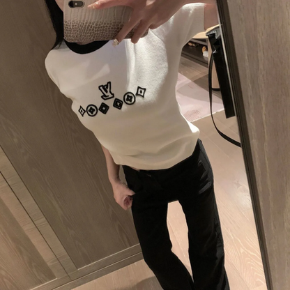 【Tops】半袖ニットＴシャツ　Z6774