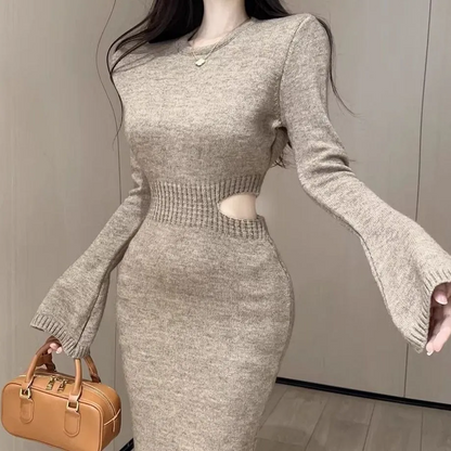 【Dress】透かし彫りニットワンピース　Z7096