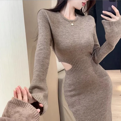 【Dress】透かし彫りニットワンピース　Z7096