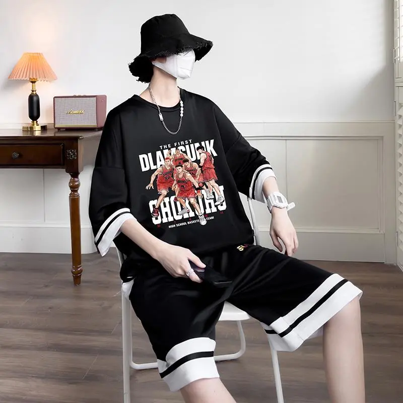 【Mens】メンズカートゥーンセット　Ｔシャツ + ショートパンツ　Z7135