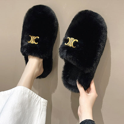【Shoes】厚底ファースリッパ　Z7606